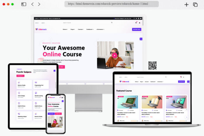 edurock lms online courses education template