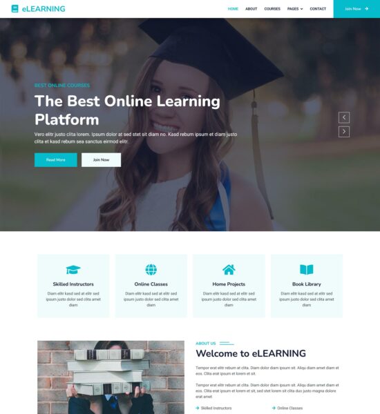 elearning free bootstrap template
