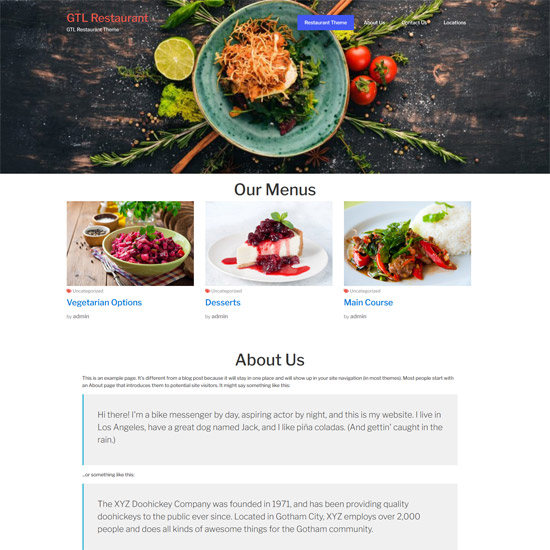 elemento free restaurant wordpress