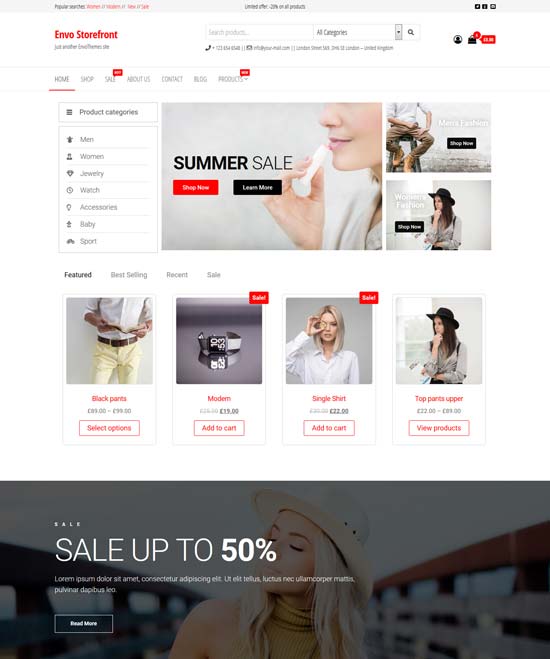 envo storefront free ecommerce wordpress