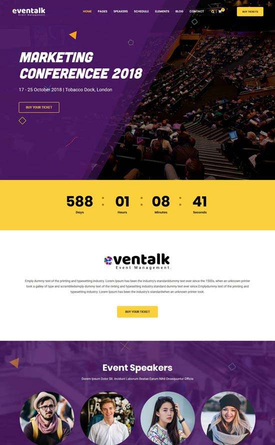 eventalk event conference wordpress theme