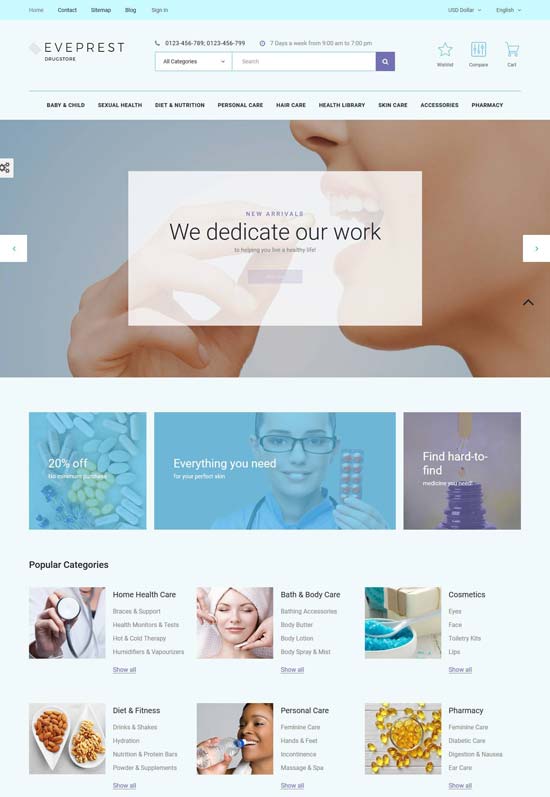 eveprest drugstore prestashop theme