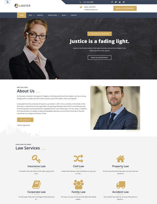 expert lawyer free wordpress theme