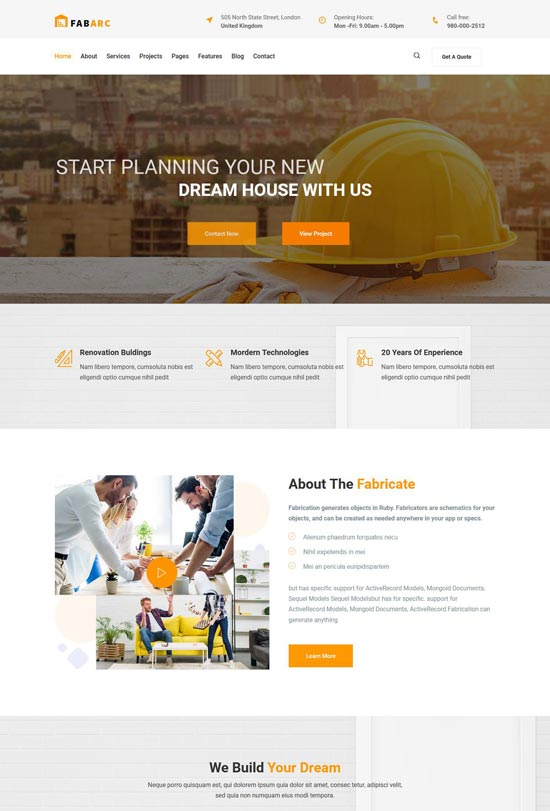 fabarc construction architecture html template