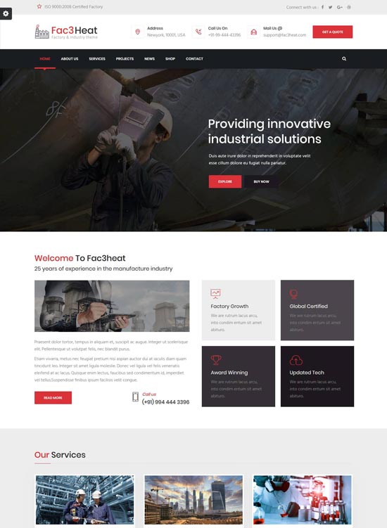 fac heat factory industry joomla template