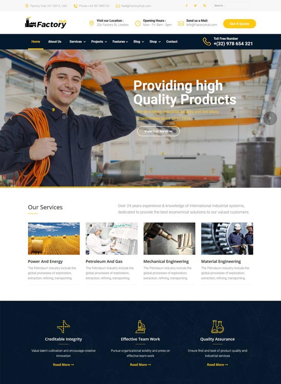 factory hub industrial joomla template