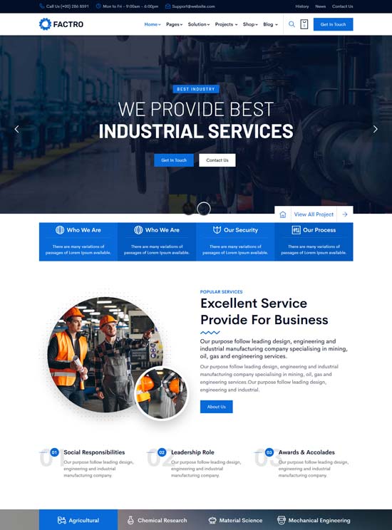factro industrial html template