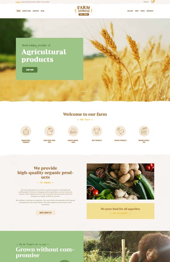 farm agrico agricultural wordpress theme