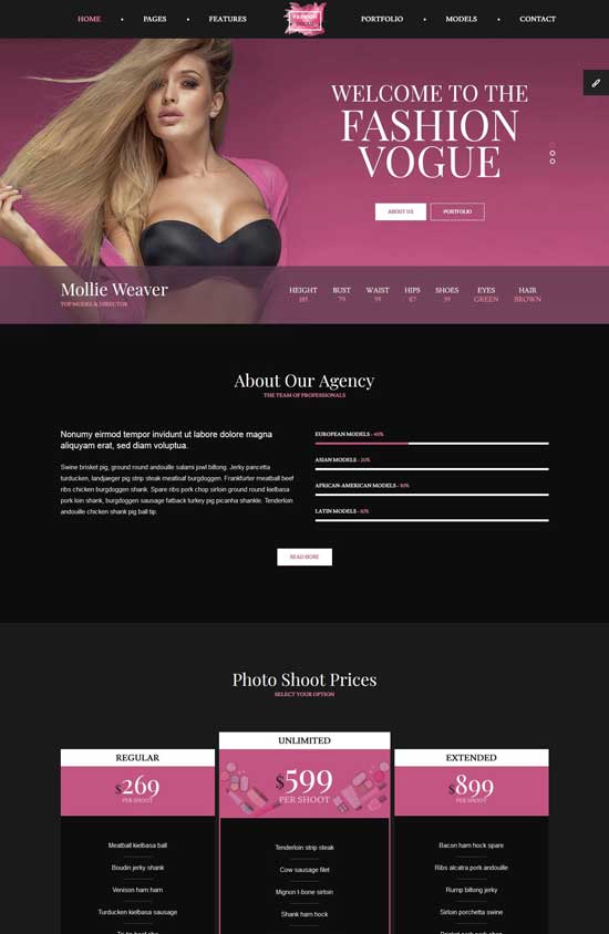 fashion vogue modelling agency html