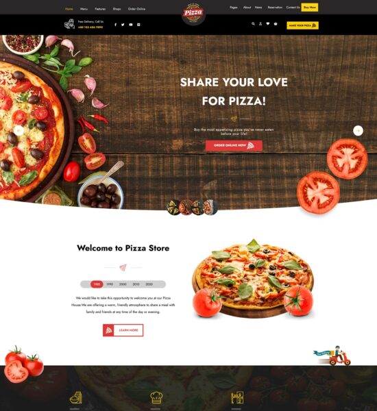 fast food pizza free wp theme