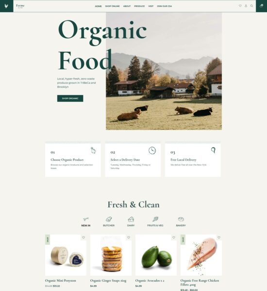 ferme organic farm wordpress shop