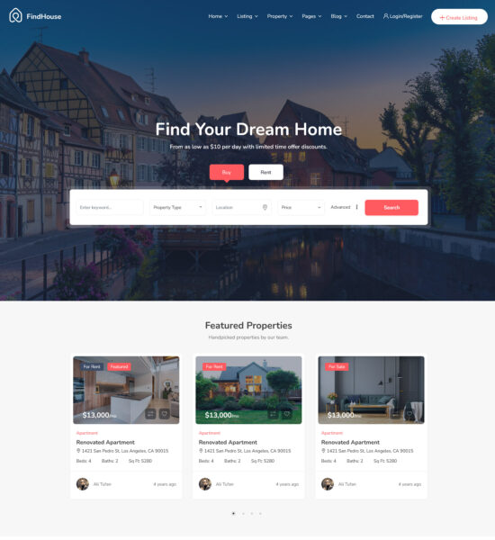 findhouse real estate html template