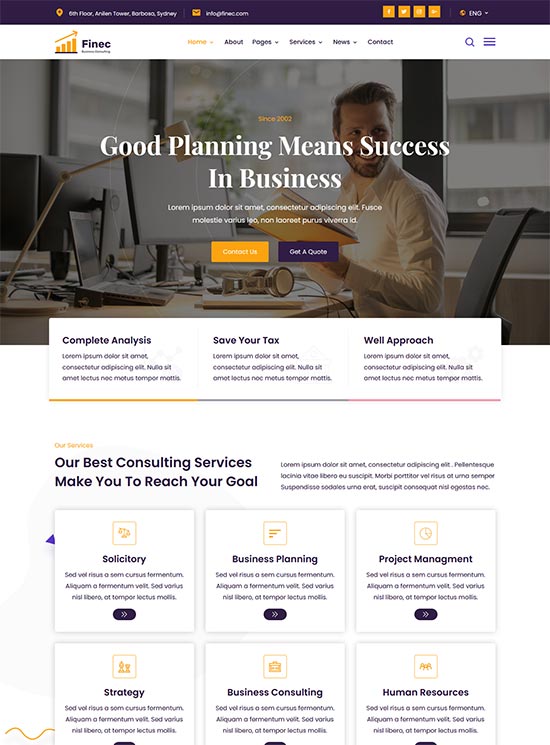 finec consulting html template