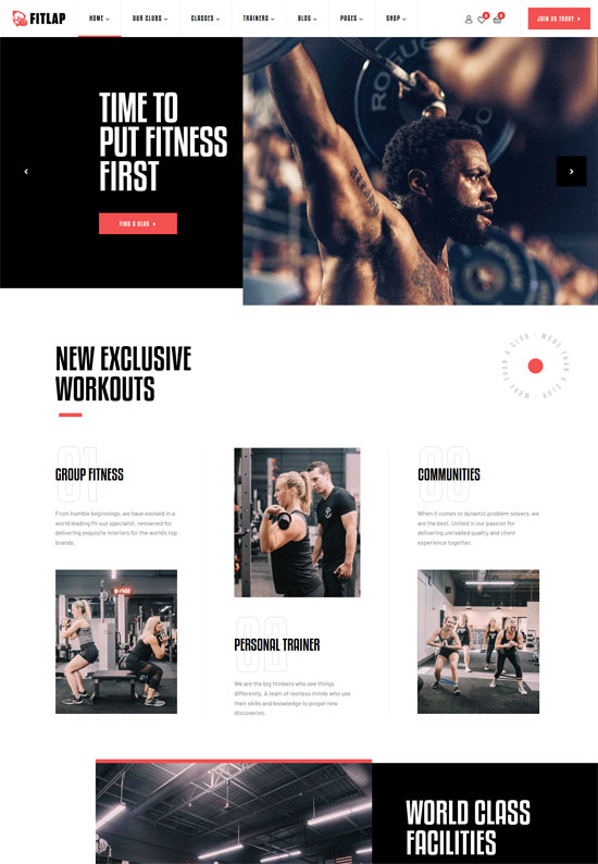 fitlap fitness club wordpress theme