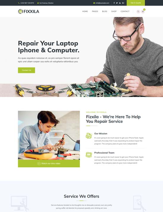 fizxila computer repair service website