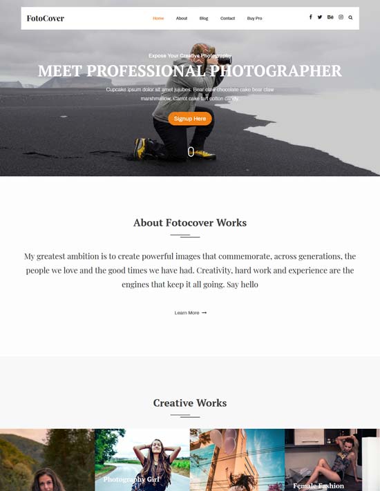 fotocover free photo wordpress theme