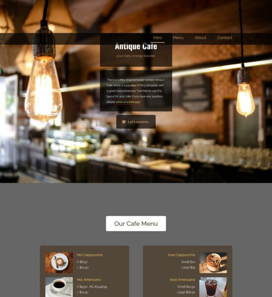 free antique cafe html templates