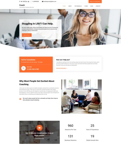 free bootstrap coach wordpress theme