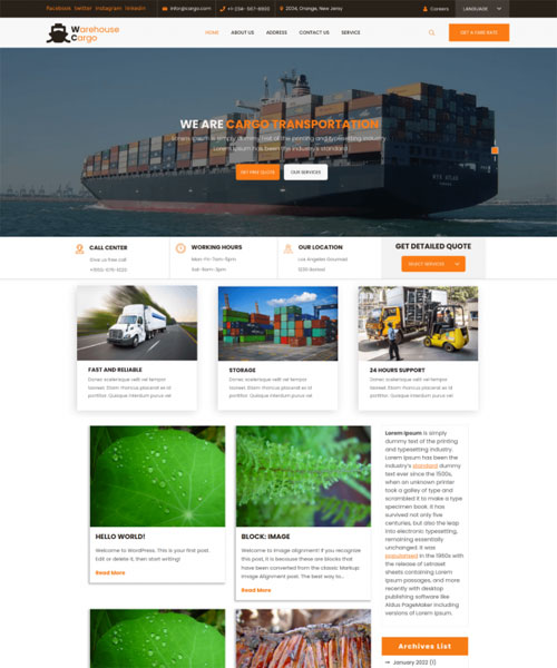 free cargo wordpress theme