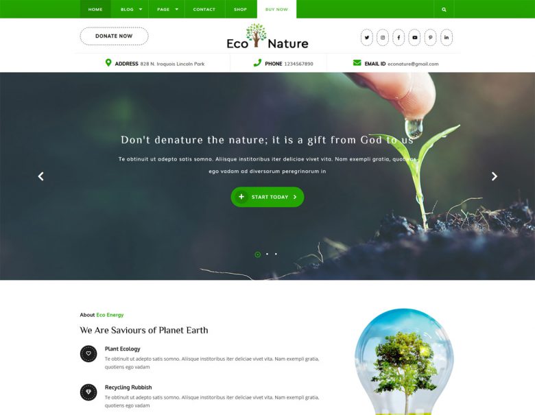 Free Eco Nature Environment WordPress Themes