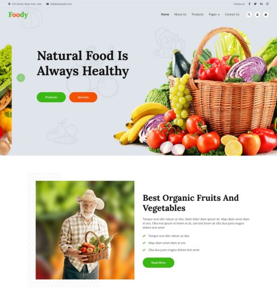 free foody organic food html template