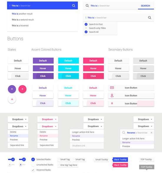 free material design ui kit psd