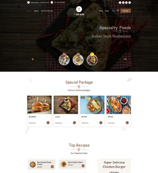 free rasam burger wordpress theme