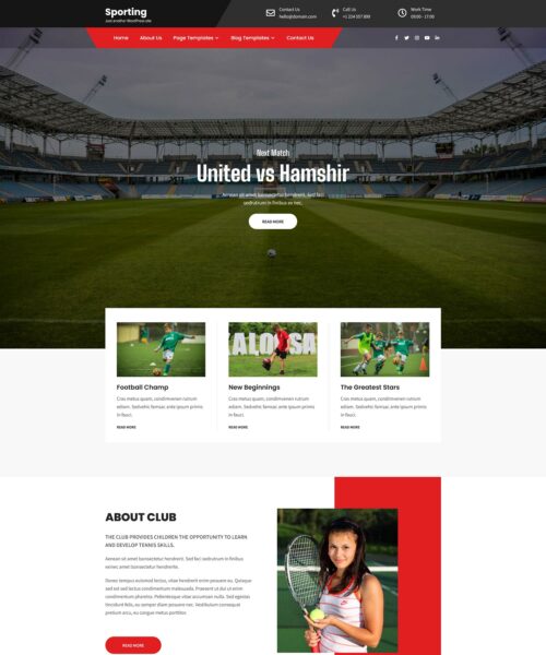 free sports academy wordpress theme