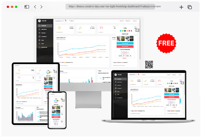 free vue light bootstrap dashboard