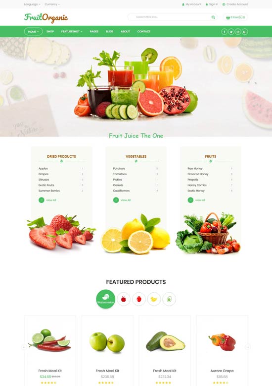 fruit shop organic food magento theme