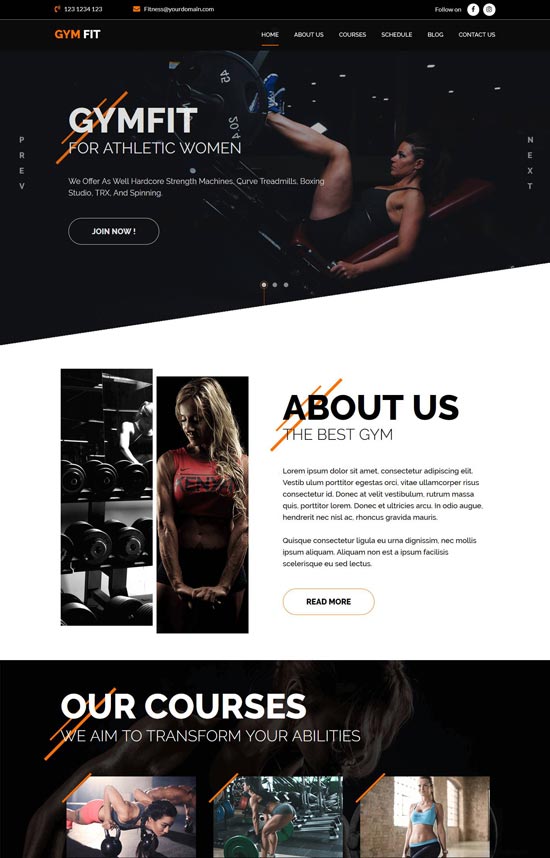 gym fit fitness html template