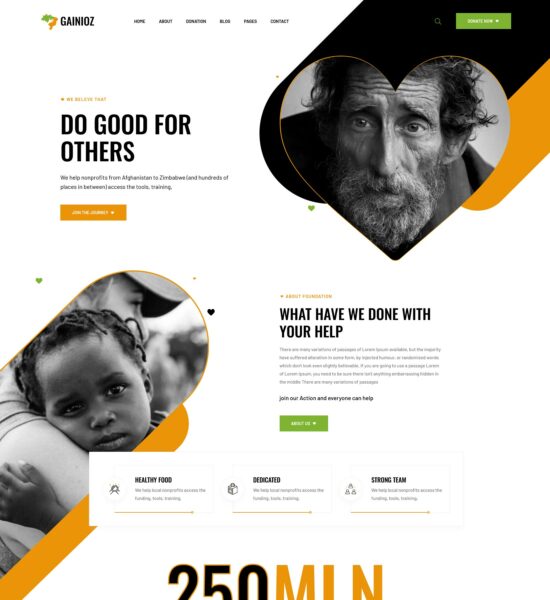 gainioz charity donation wordpress theme