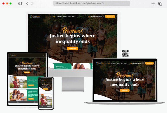 gainlove nonprofit charity wordpress theme