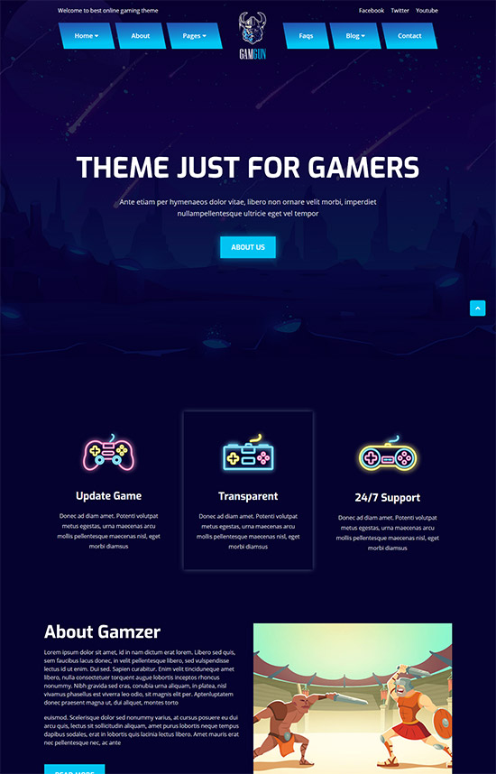 gamgun online gaming html template