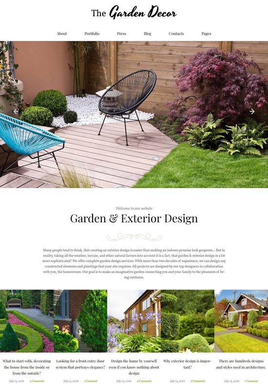 garden decor exterior design wordpress theme