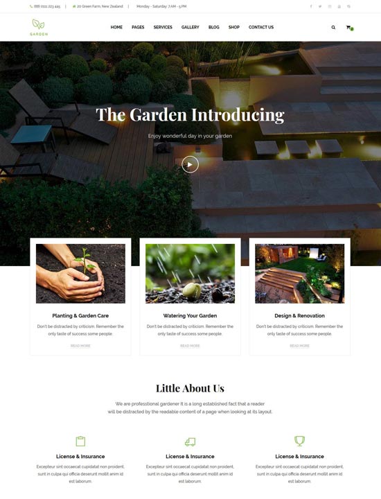 garden landscaping bootstrap ecommerce