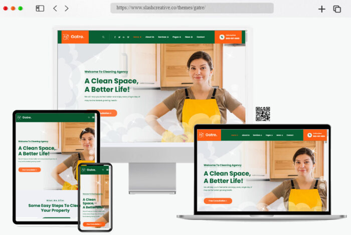 gatre cleaning company services elementor wordpress theme