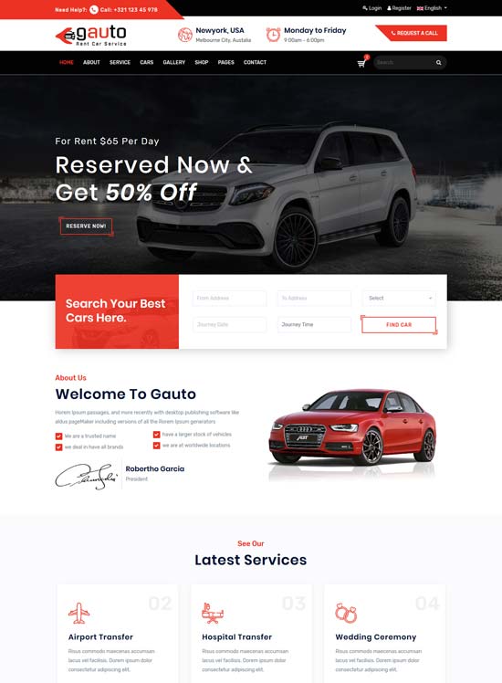 gauto car rental html template
