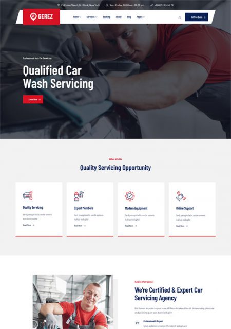 46 Best Car Repair WordPress Themes 2023 - Gerez Car Repair WorDPress Theme 450x640