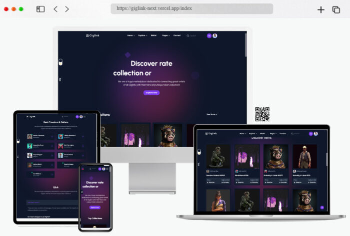 giglink react next js nft marketplace template