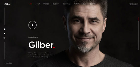 gilber personal resume wordpress theme