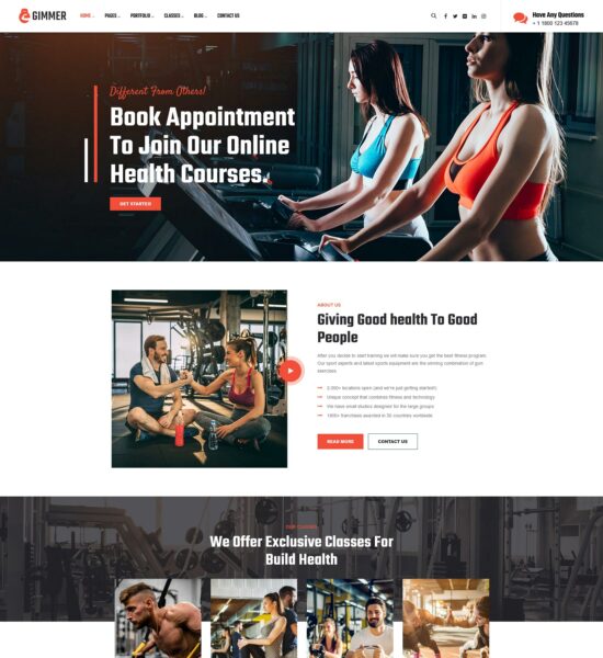 gimmer fitness gym html template