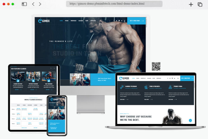 gimox fitness website layout template