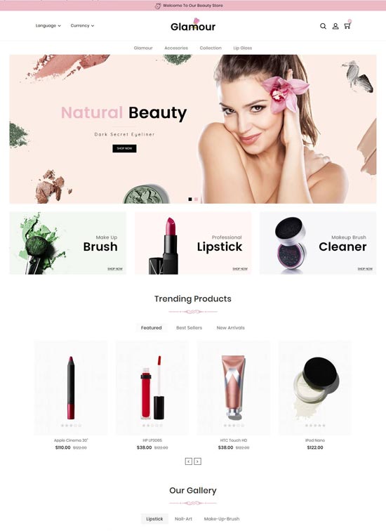 glamour cosmetics opencart template