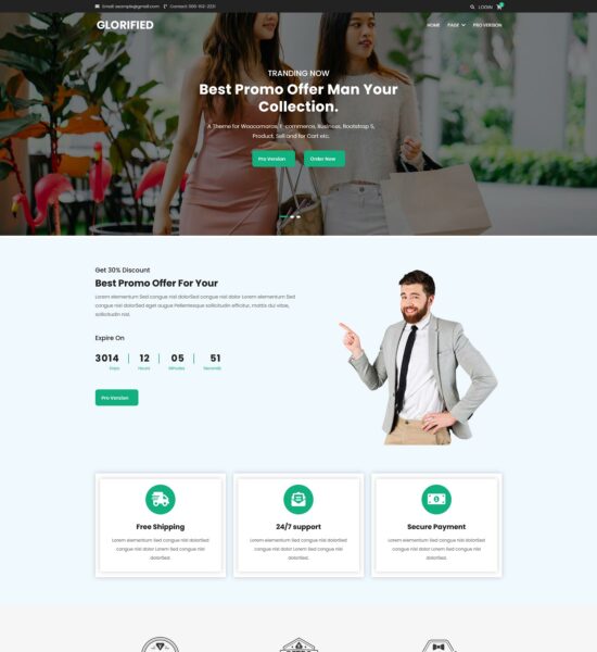 glorified e commerce website template