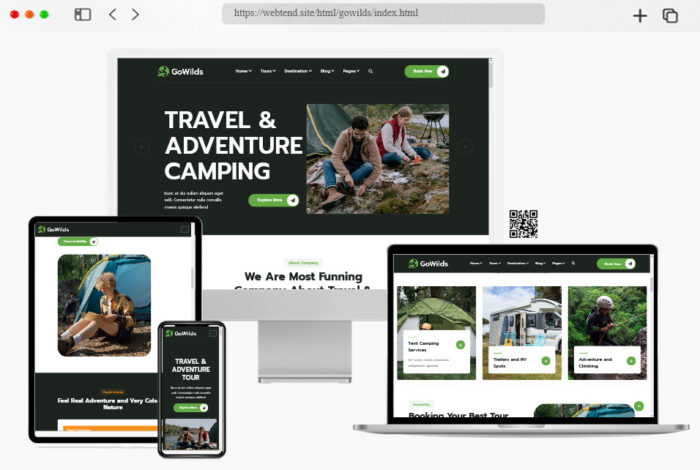 gowilds travel tour booking html template