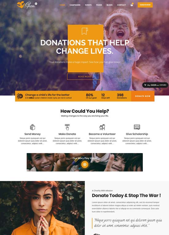 goza charity wordpress theme