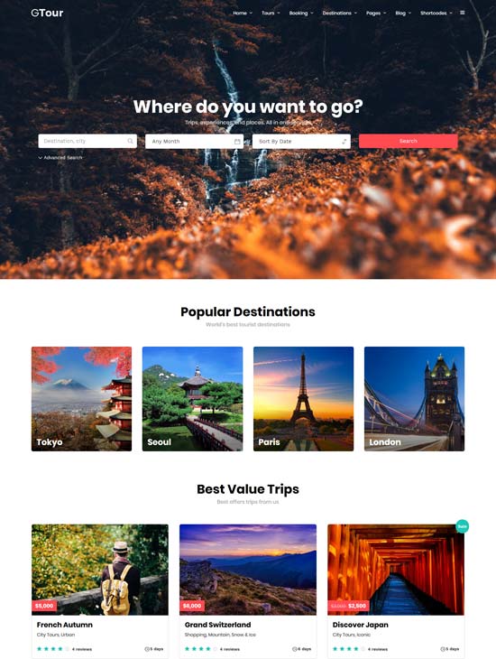 grand tour travel agency html template