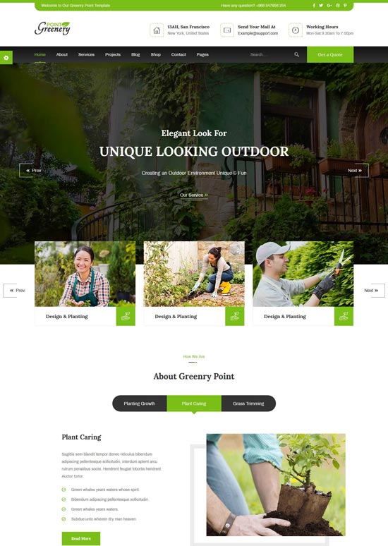 greenery point gardening html template