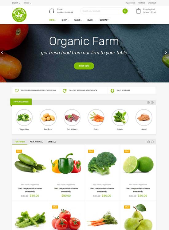 greenfarm organic food template